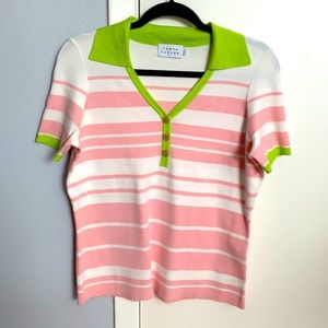 Tanya Taylor striped knit short sleeve sweater